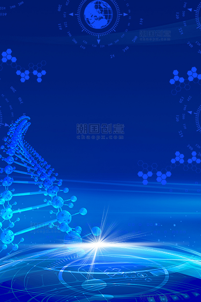 医疗生物科技基因链蓝色简约背景