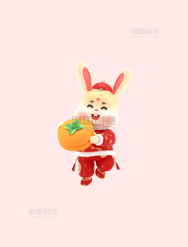 3D卡通新年兔年春节新春兔子元素c4d柿柿如意