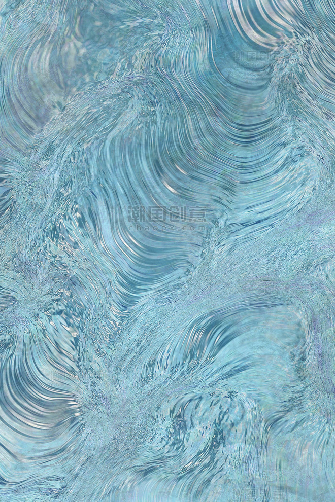 夏天清凉冰块蓝色冰纹水纹波动质感背景