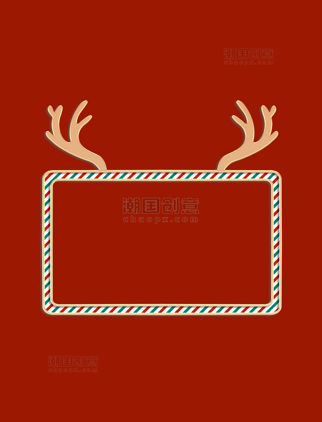 圣诞圣诞节浮雕鹿角冬季标题栏边框