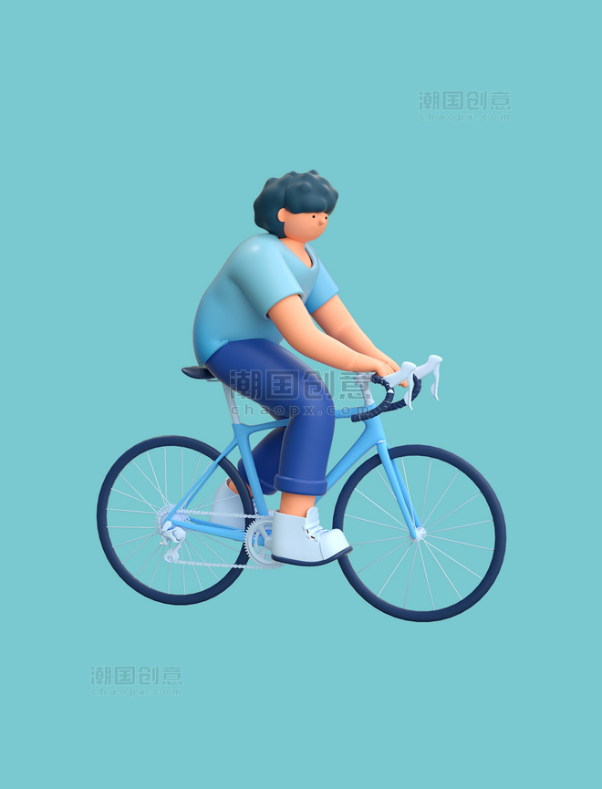 3D体育运动人物自行车