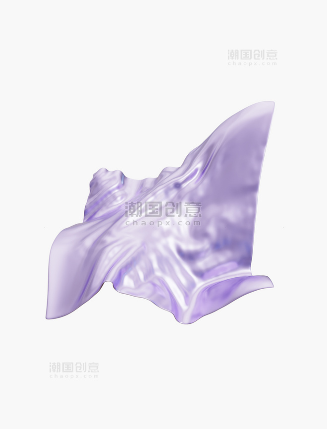 C4D立体紫色飘逸丝绸3D立体丝带绸带飘带