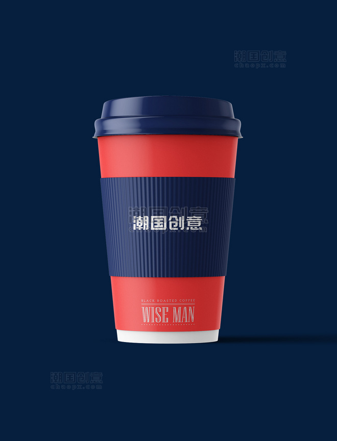 咖啡杯包装展示红蓝色个性大气样机