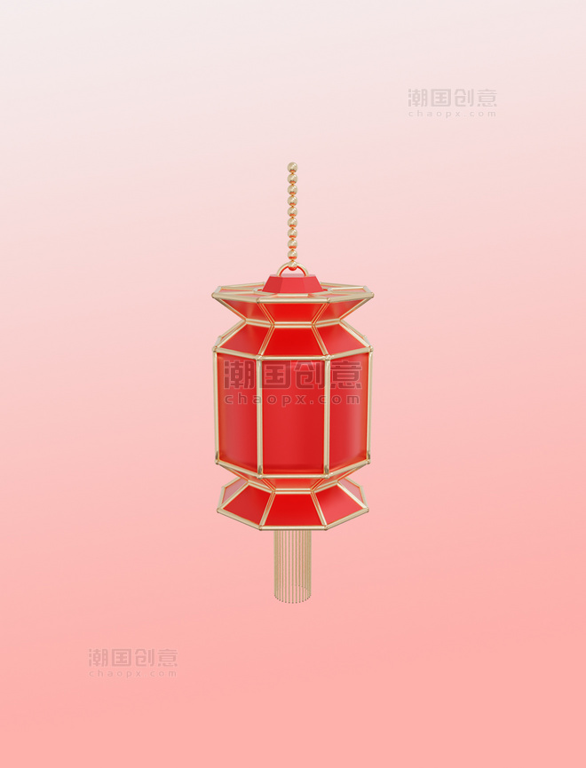 3DC4D立体新年灯笼红色喜庆中国风元素春节年货节