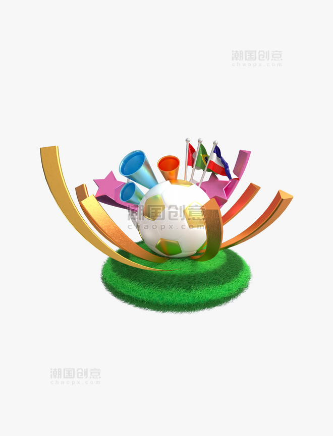 3D立体立体足球装饰图案