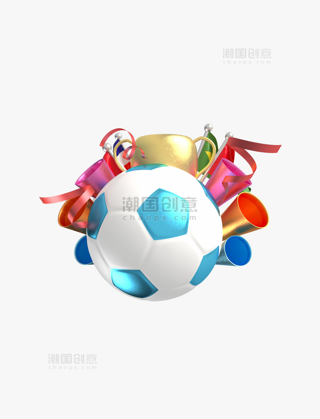 3D立体足球促销装饰图案