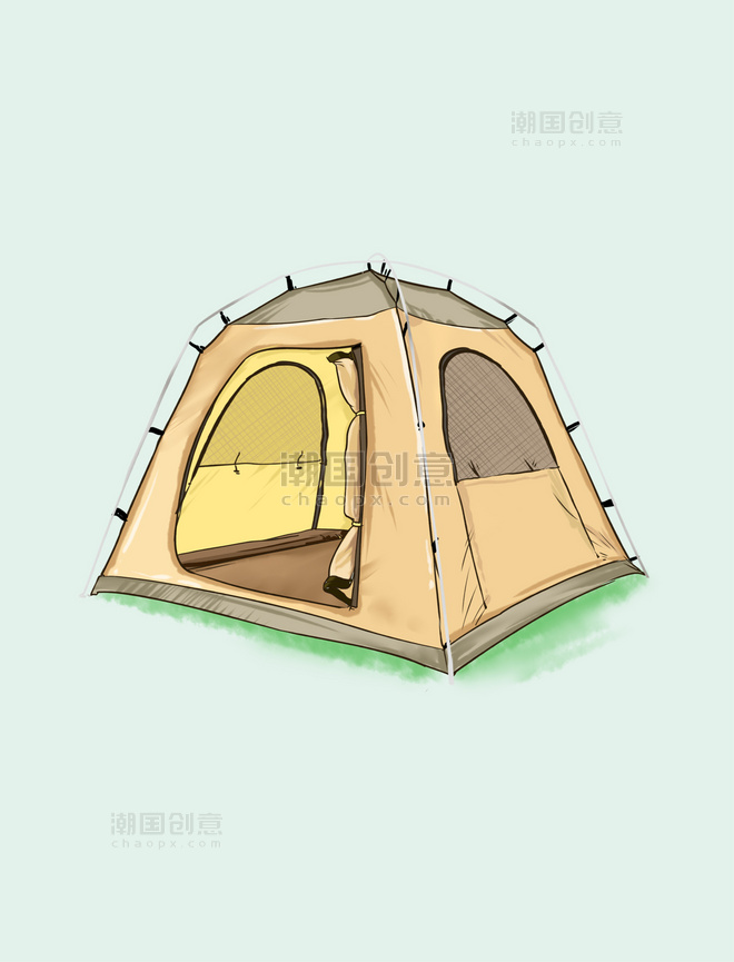 黄色户外野营野餐帐篷