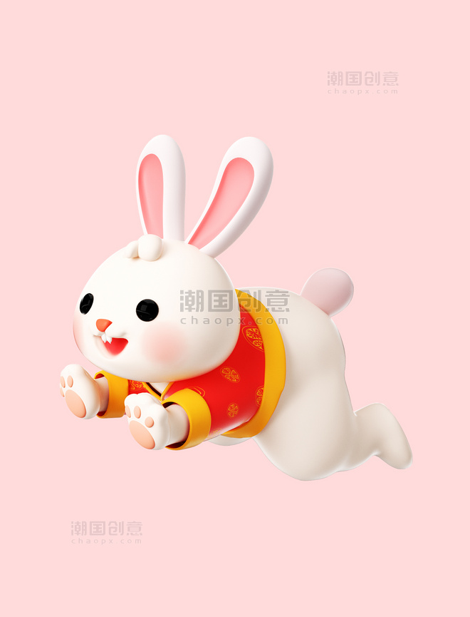 新年春节3D卡通可爱兔子形象