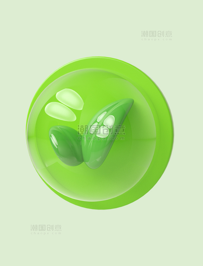 3D立体C4D绿色能源嫩芽