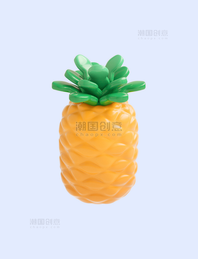 3D立体黄色C4D水果菠萝夏天