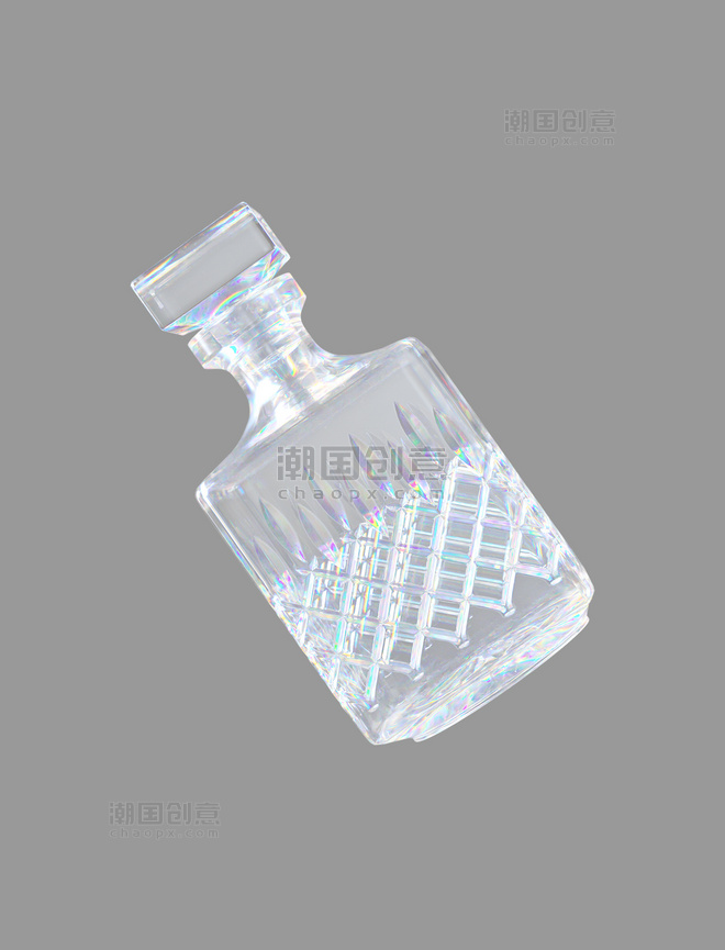 3d酸性透明玻璃酒瓶