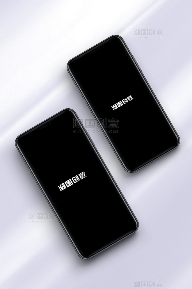 黑色iPhone XS手机智能手机屏幕贴图展示样机模板