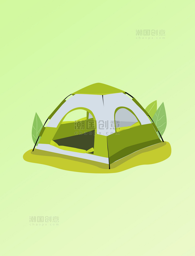 户外果绿色便捷帐篷元素