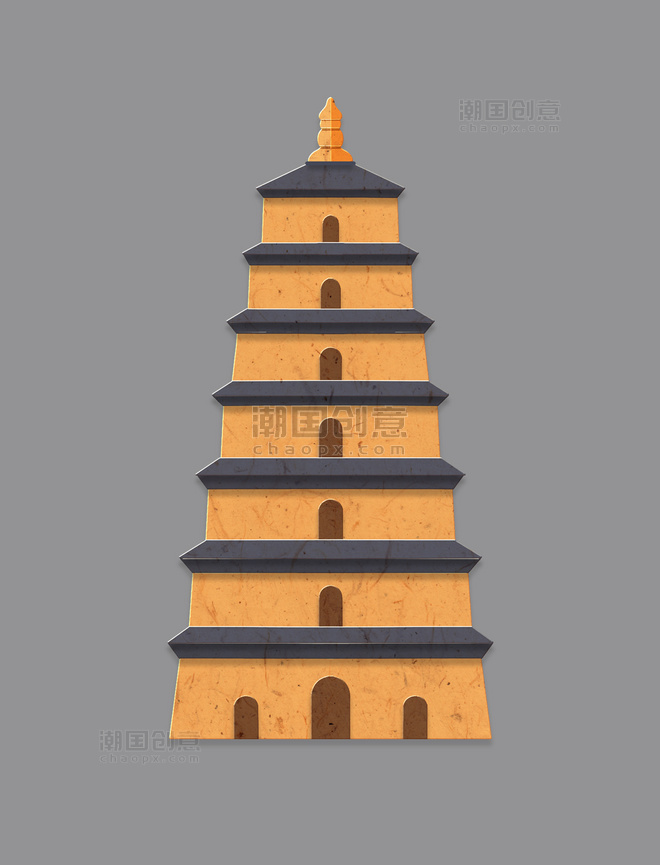 立体剪纸剪纸风中式建筑中国风古建筑宝塔