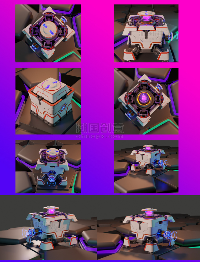 紫色机械科幻元素机械箱子
