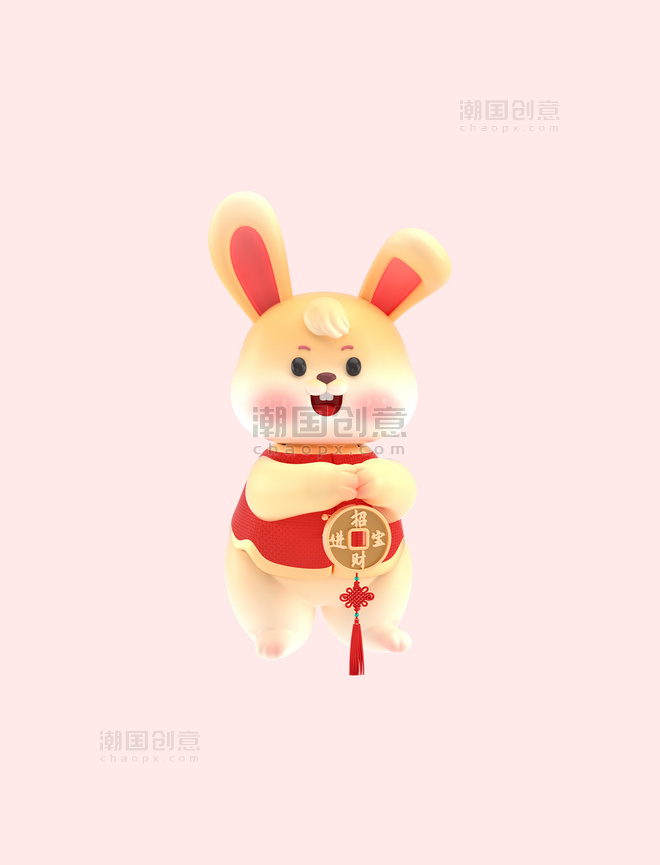 3D卡通新年兔年春节新春c4d兔子拜年恭喜发财