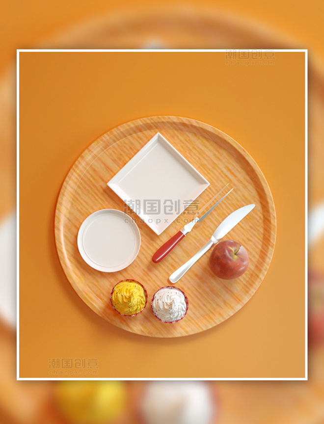 餐具展示黄色个性海报