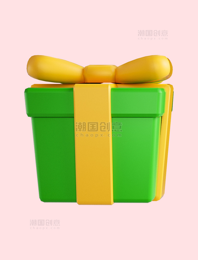 3d圣诞节C4D圣诞礼物绿色礼盒