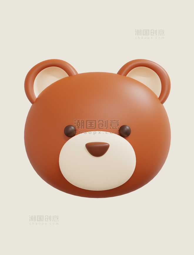 3D立体可爱动物小熊头像