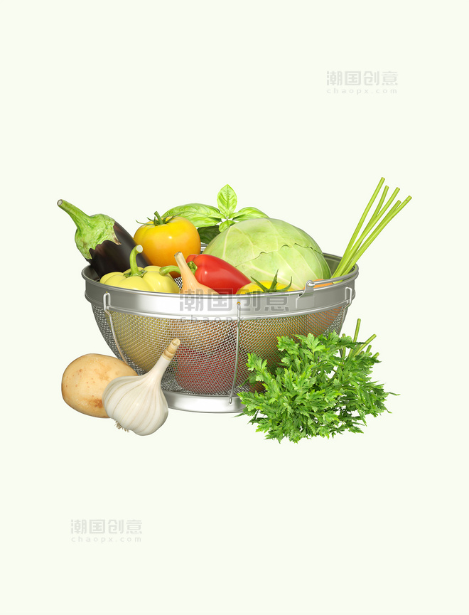 C4D果蔬3D蔬菜水果购物组合