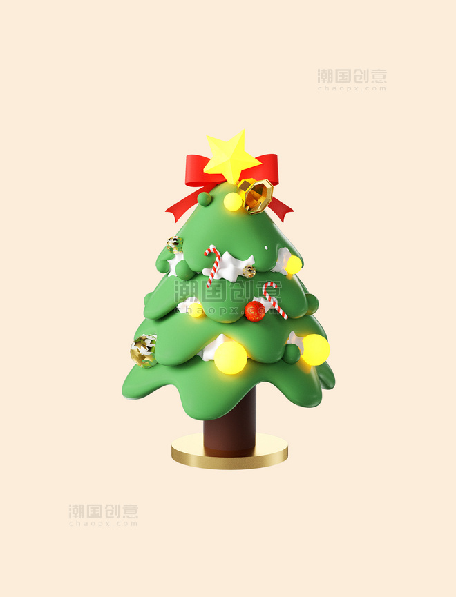 圣诞圣诞节3D立体C4D卡通圣诞树模型