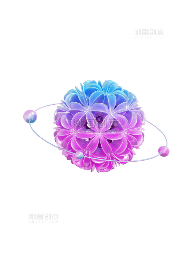3DC4D立体幻彩几何花型装饰元素