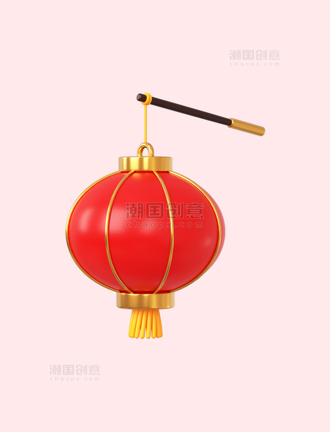 红色3DC4D立体新年春节灯笼春节年货节