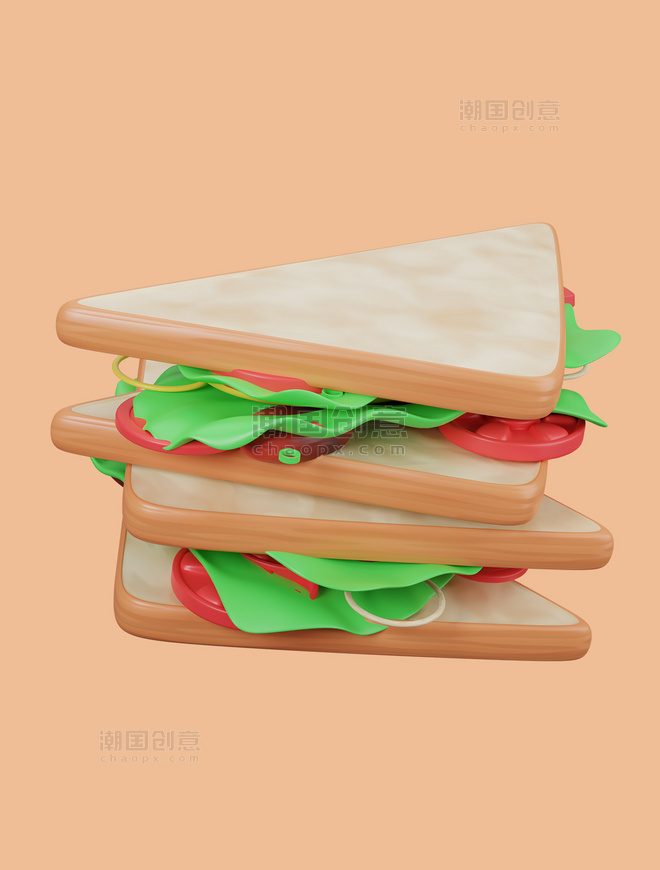 3D立体西餐快餐美食三明治