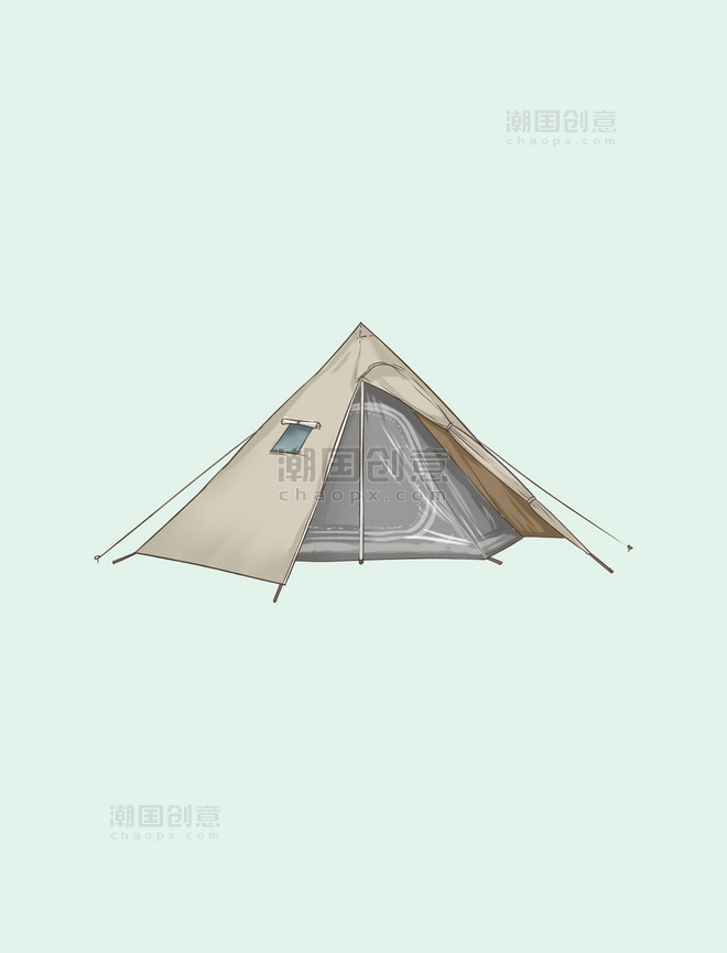 户外野营野餐帐篷手绘
