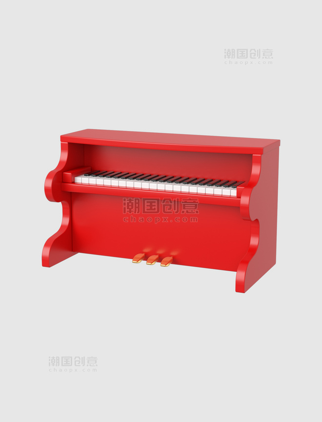3DC4D立体红色钢琴