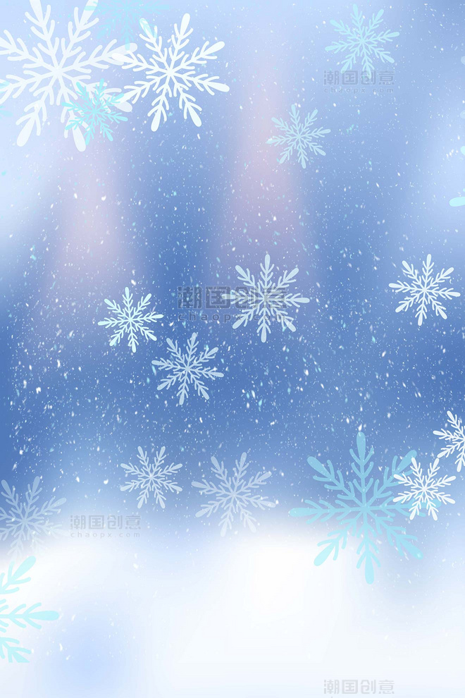 唯美雪花圣诞节蓝色高清背景冬天冬季