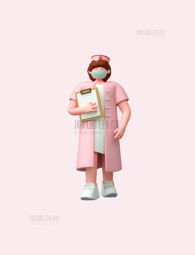 3D立体劳动节职业人物护士