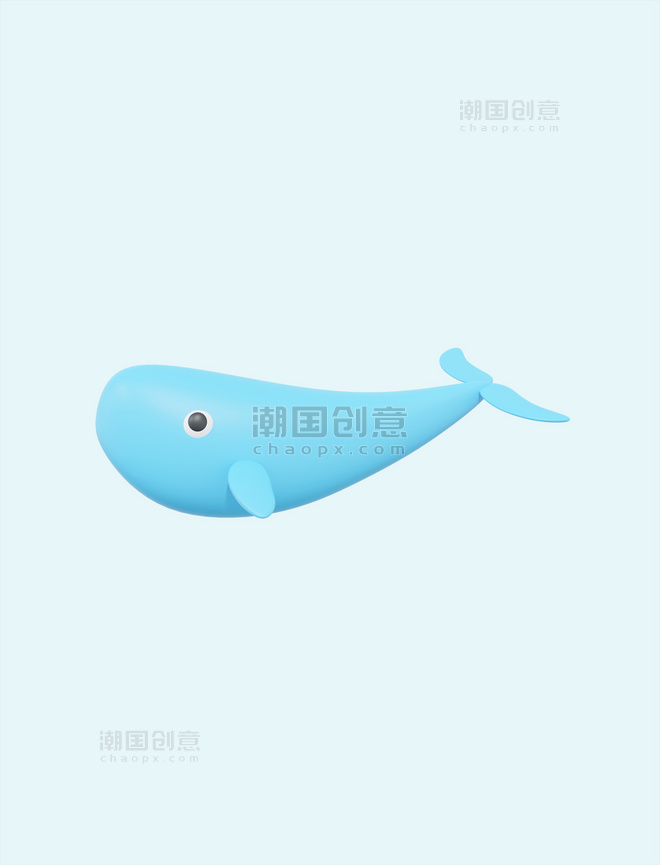 卡通3DC4D立体海洋动物鲸鱼
