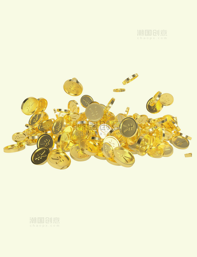堆积金色立体C4D新年金币
