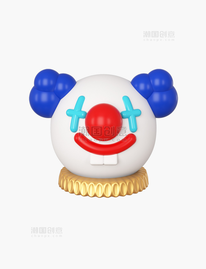 C4D愚人节小丑头像3D立体