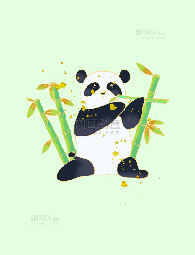 国潮国宝熊猫竹子