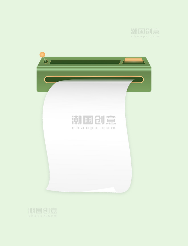 绿色小清新立体打印机打印纸文本框