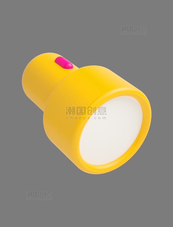 黄色C4D立体卡通手电筒照明工具