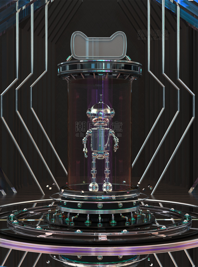 3D科幻机械场景金属机器人场景