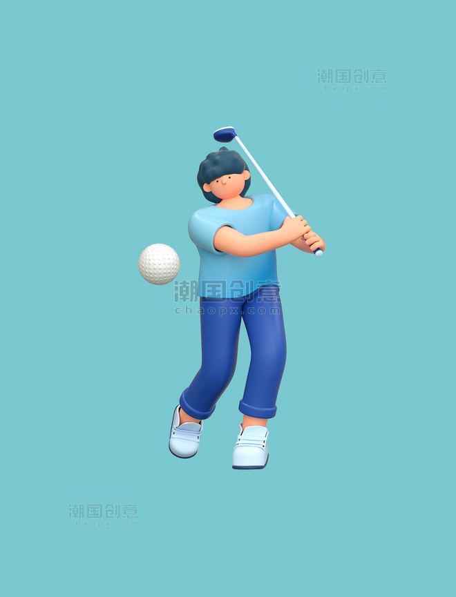 3D体育运动人物高尔夫