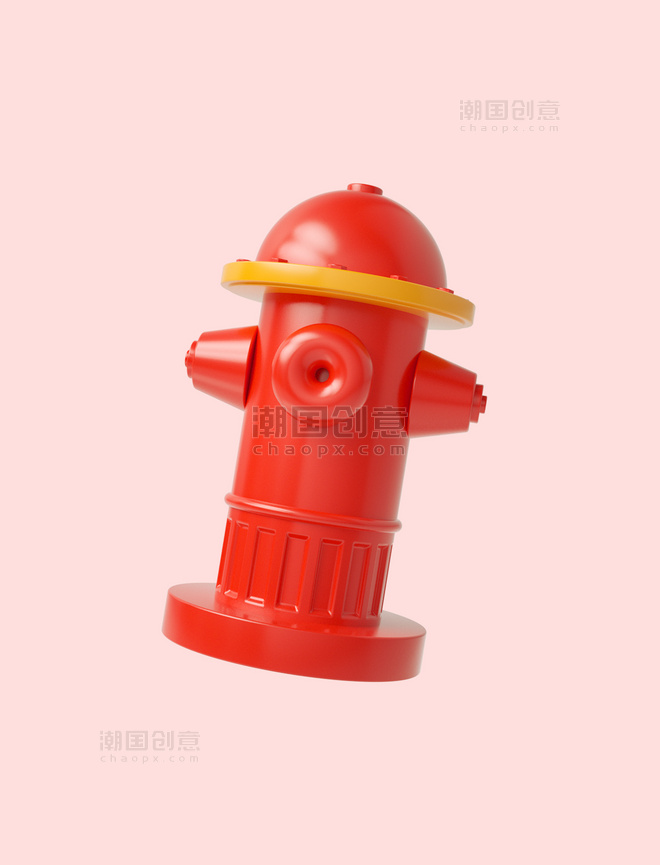 3D立体红色C4D卡通消防栓
