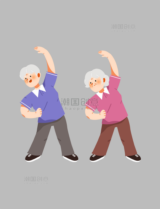 老年人运动锻炼老年早操生活元素