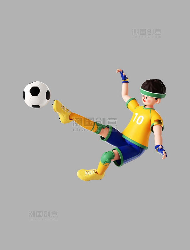3D 3D人物运动员世界杯足球杯踢足球
