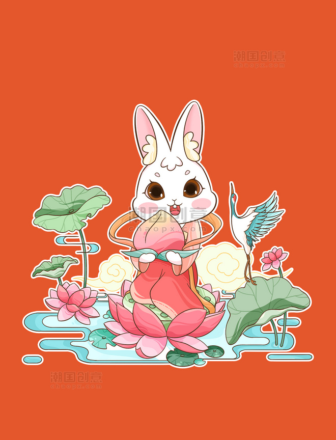 兔年春节新春兔子祝福年画好运连连