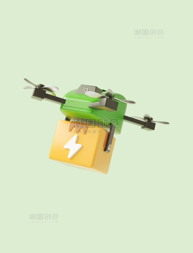 3D立体C4D绿色能源无人机送快递