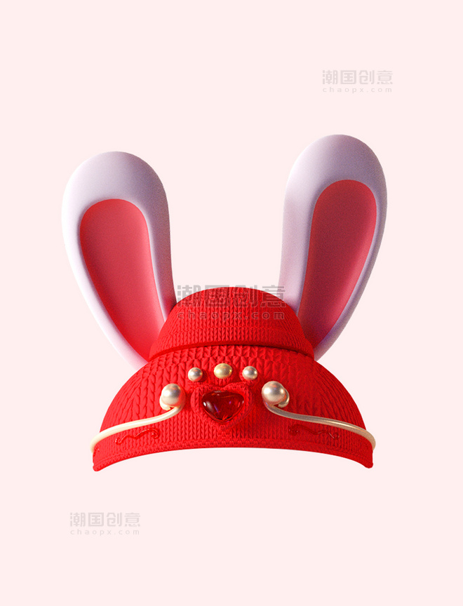 3D立体兔头兔耳朵帽子