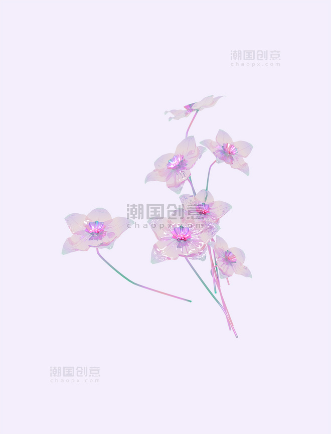 时尚酸性3DC4D立体酸性花朵水仙花
