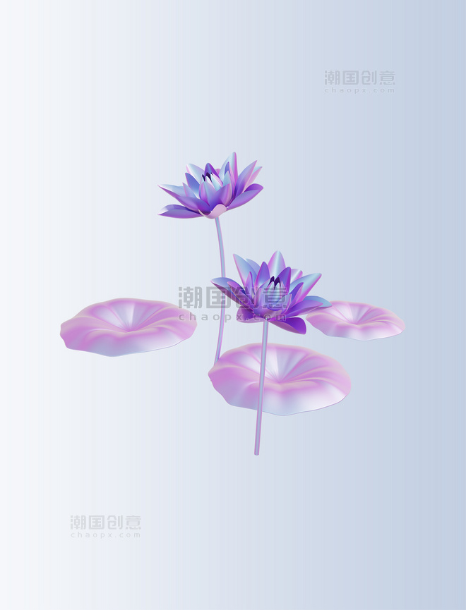3DC4D立体酸性紫色荷花莲花