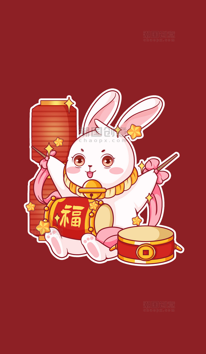 兔年新春新年卡通兔子萌兔成语祝福福兔贺岁