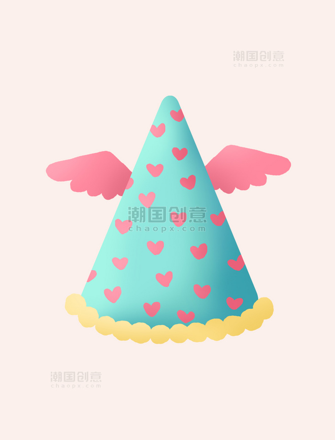 粉色小翅膀生日帽寿星帽卡通帽子